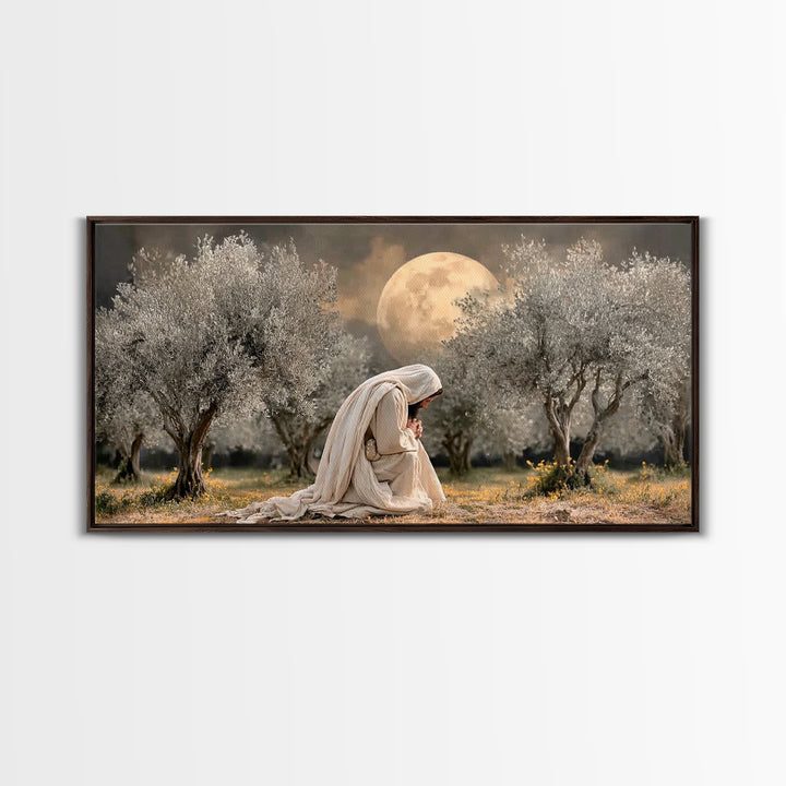 Garden Prayer – Framed Canvas Print – Christian Wall Art – Christian Art Canvas – Jesus Painting – Subtle Christian Art – Christian Gift