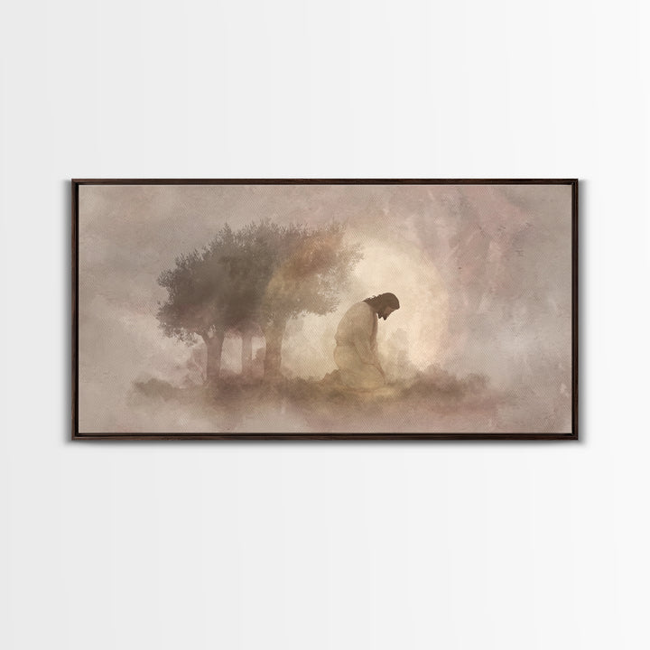 Sacred Stillness – Framed Canvas Print – Modern Christian Art – Christian Wall Art – Jesus Painting – Christian Art Canvas – Christian Gift