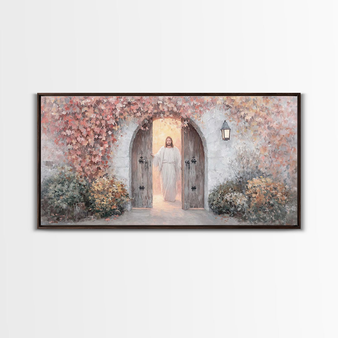 Autumn Gate Light | Framed Canvas Print | Christian Wall Art | Jesus Painting | Christian Art Canvas | Christian Christmas Art | Christian