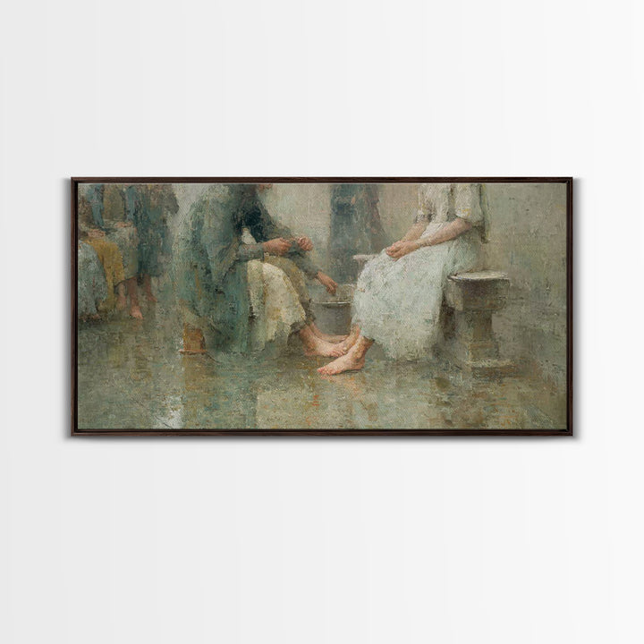 Humble Service, Framed Canvas Print, Christian Wall Art, Christian Art Canvas, Christian Painting, Christian Decor, Subtle Christian Art