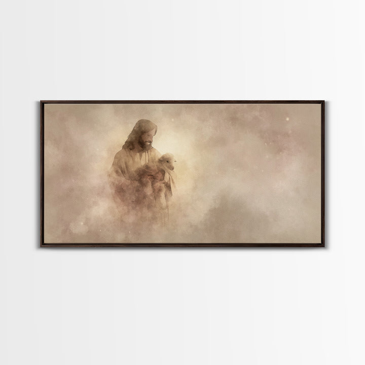 Tender Shepherd Calm | Framed Canvas Print | Christian Art Canvas | Jesus Painting | Modern Christian Art | Christian Wall Art | Christmas