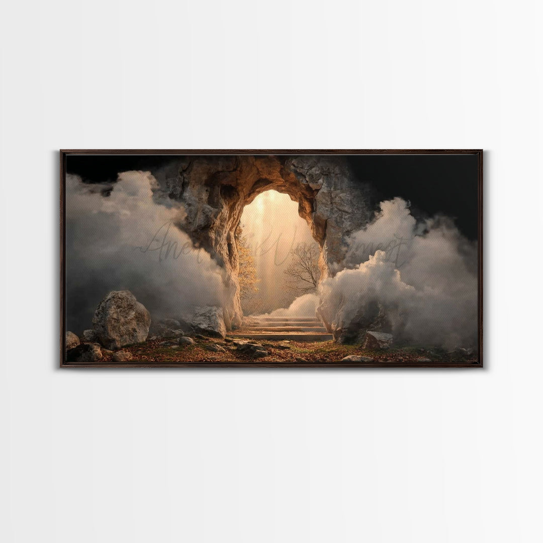 Risen Light, Framed Canvas Print, Christian Wall Art, Christian Art Canvas, Jesus Painting, Christian Christmas Art, Christian Gift
