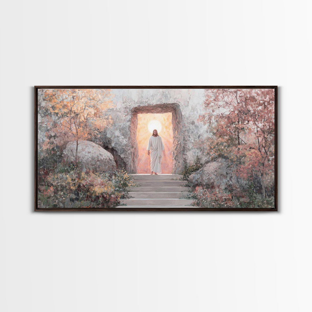Autumn Resurrection, Framed Canvas Print, Christian Wall Art, Christian Art Canvas, Jesus Painting, Large Christian Art, Christian Christma