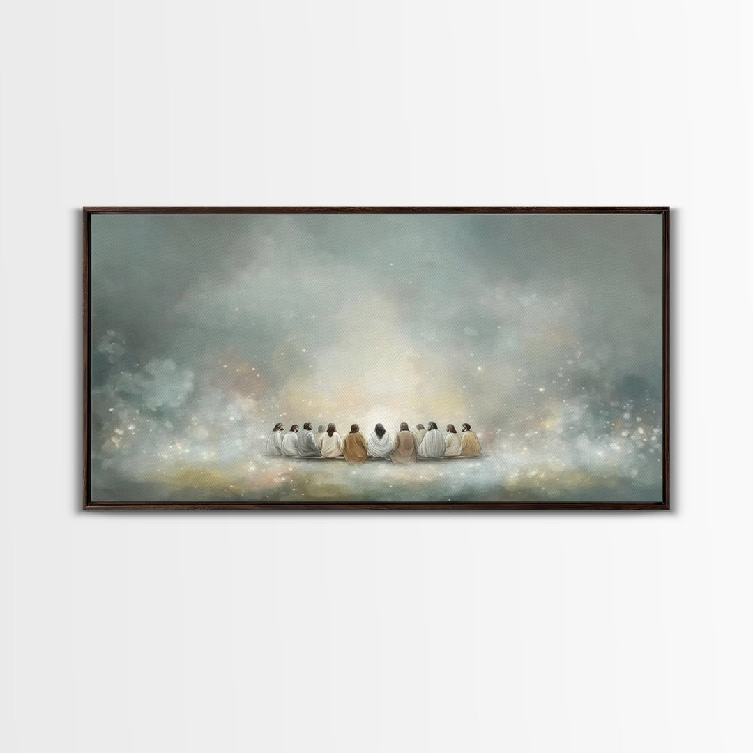 Heavenly Gathering, Framed Canvas Print, Christian Wall Art, Christian Art Canvas, Jesus Painting, Large Christian Art, Christian Gift Idea