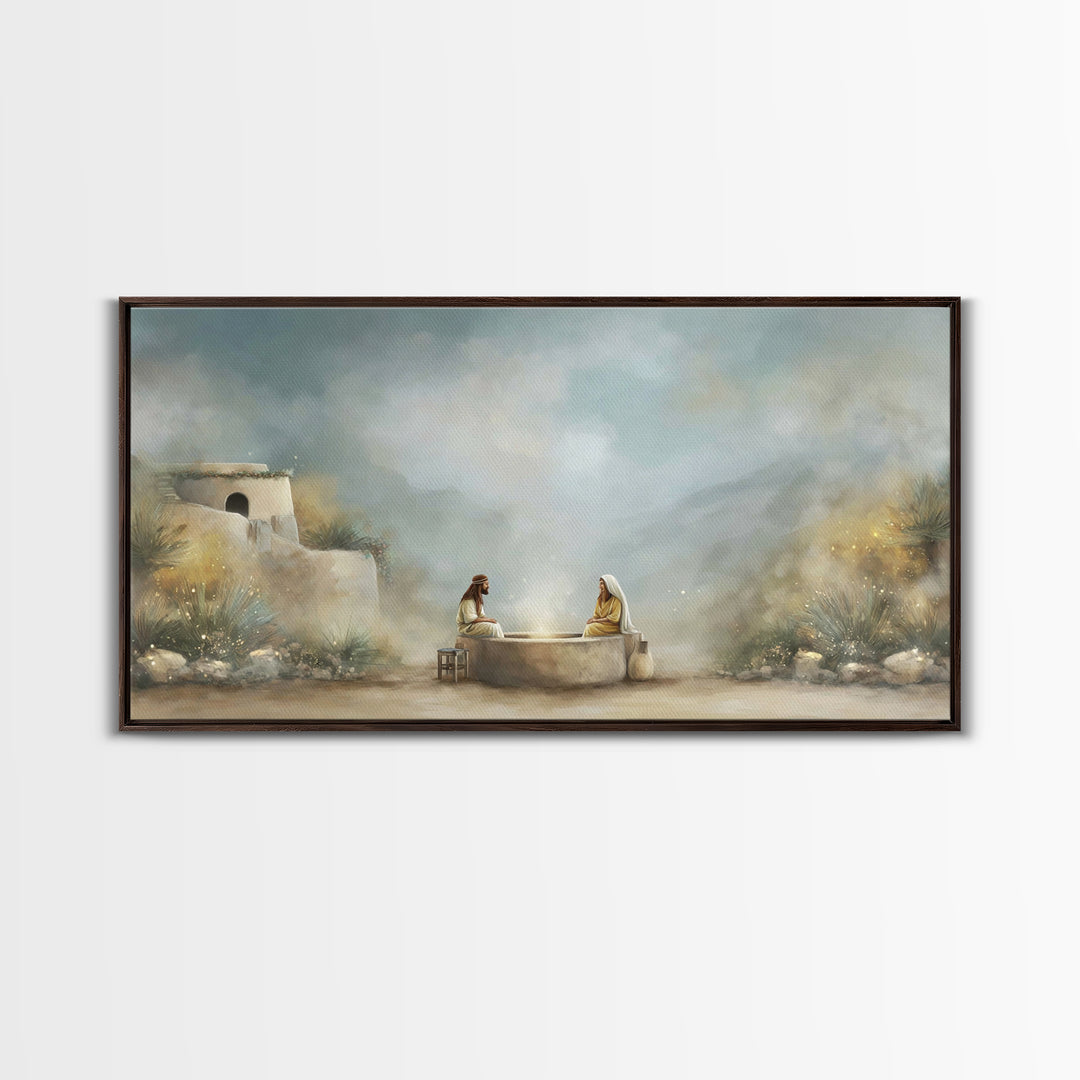 Desert Well Light | Framed Canvas Print | Christian Art Canvas | Jesus Painting | Modern Christian Art | Christian Wall Art | Christian Gif
