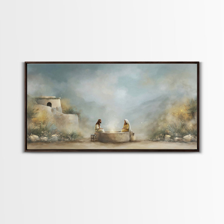 Desert Well Light | Framed Canvas Print | Christian Art Canvas | Jesus Painting | Modern Christian Art | Christian Wall Art | Christian Gif