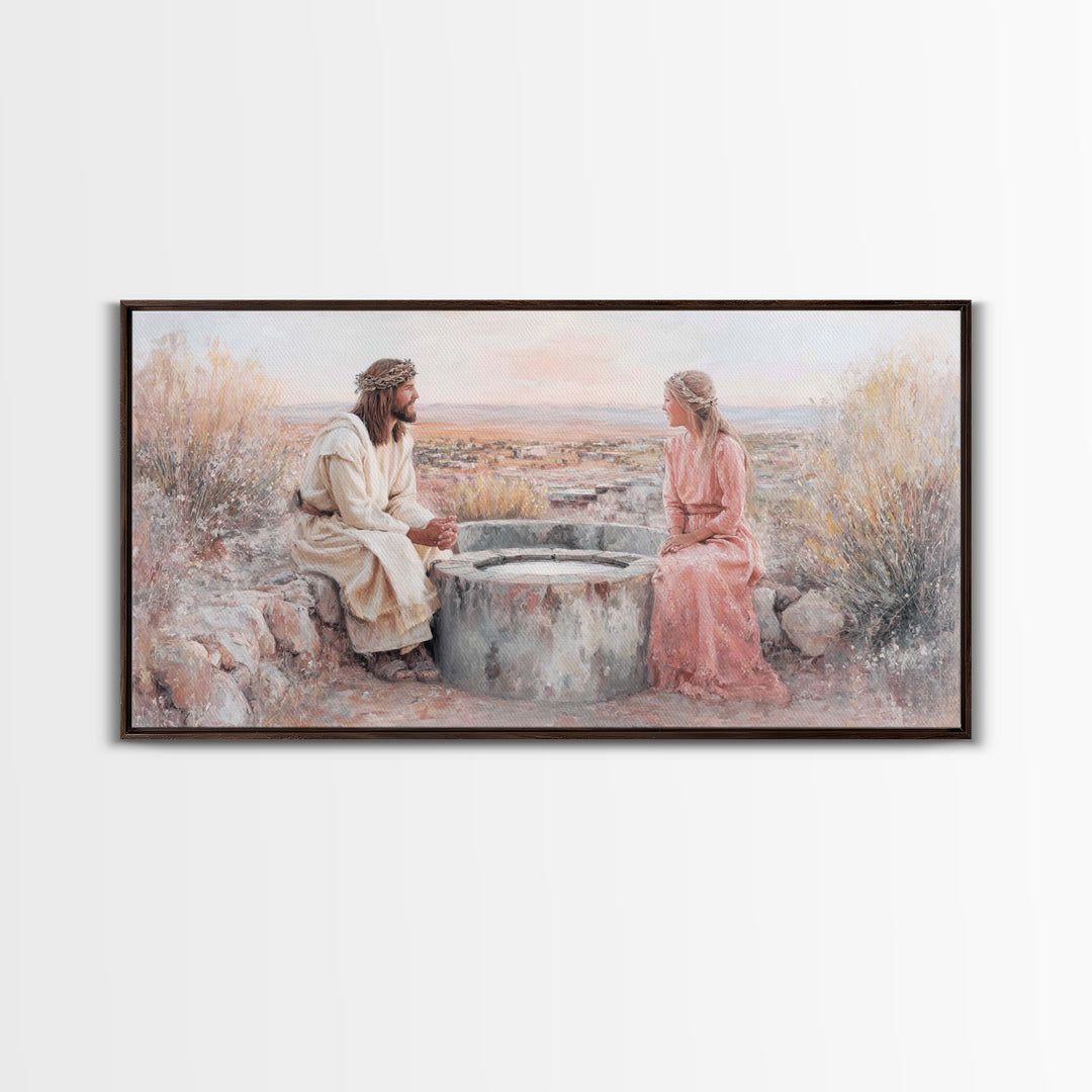 Desert Conversation, Framed Canvas Print, Christian Art Canvas, Modern Christian Art, Jesus Painting, Christian Wall Art, Christian Gift Id