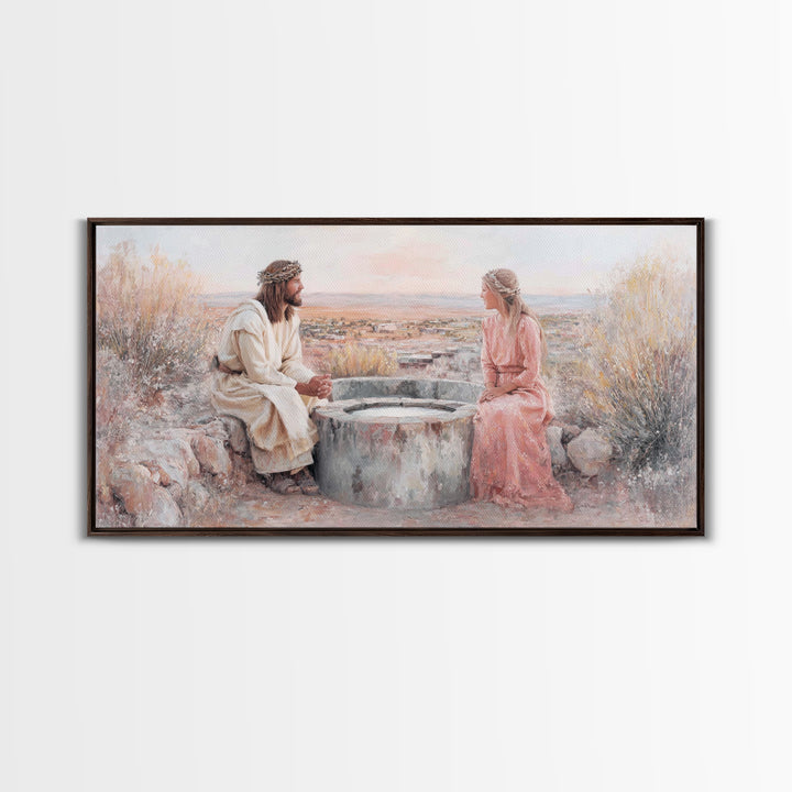 Desert Conversation, Framed Canvas Print, Christian Art Canvas, Modern Christian Art, Jesus Painting, Christian Wall Art, Christian Gift Id