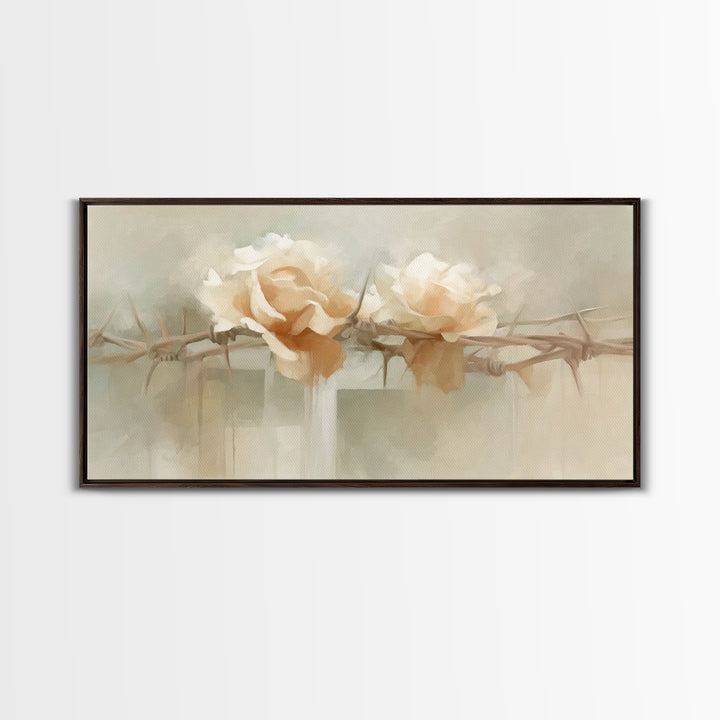 Roses Of Redemption – Framed Canvas Print – Christian Wall Art – Christian Art Canvas – Christian Decor – Christian Painting – Modern Chris