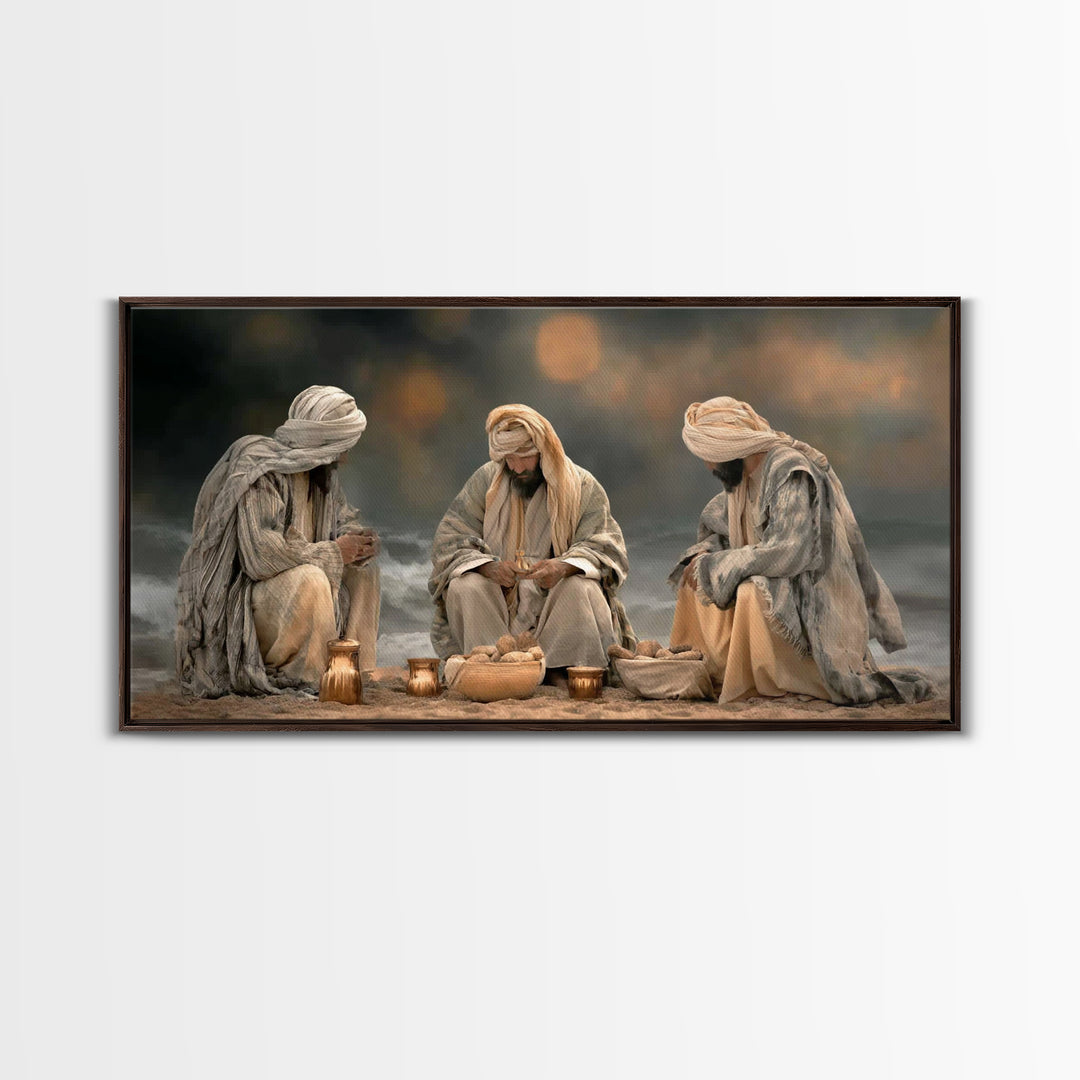 Bread Of Fellowship, Framed Canvas Print, Christian Wall Art, Christian Art Canvas, Moody Christian Art, Jesus Painting, Christian Gift Ide