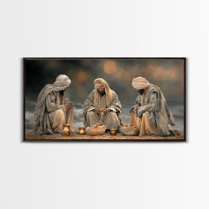 Bread Of Fellowship, Framed Canvas Print, Christian Wall Art, Christian Art Canvas, Moody Christian Art, Jesus Painting, Christian Gift Ide