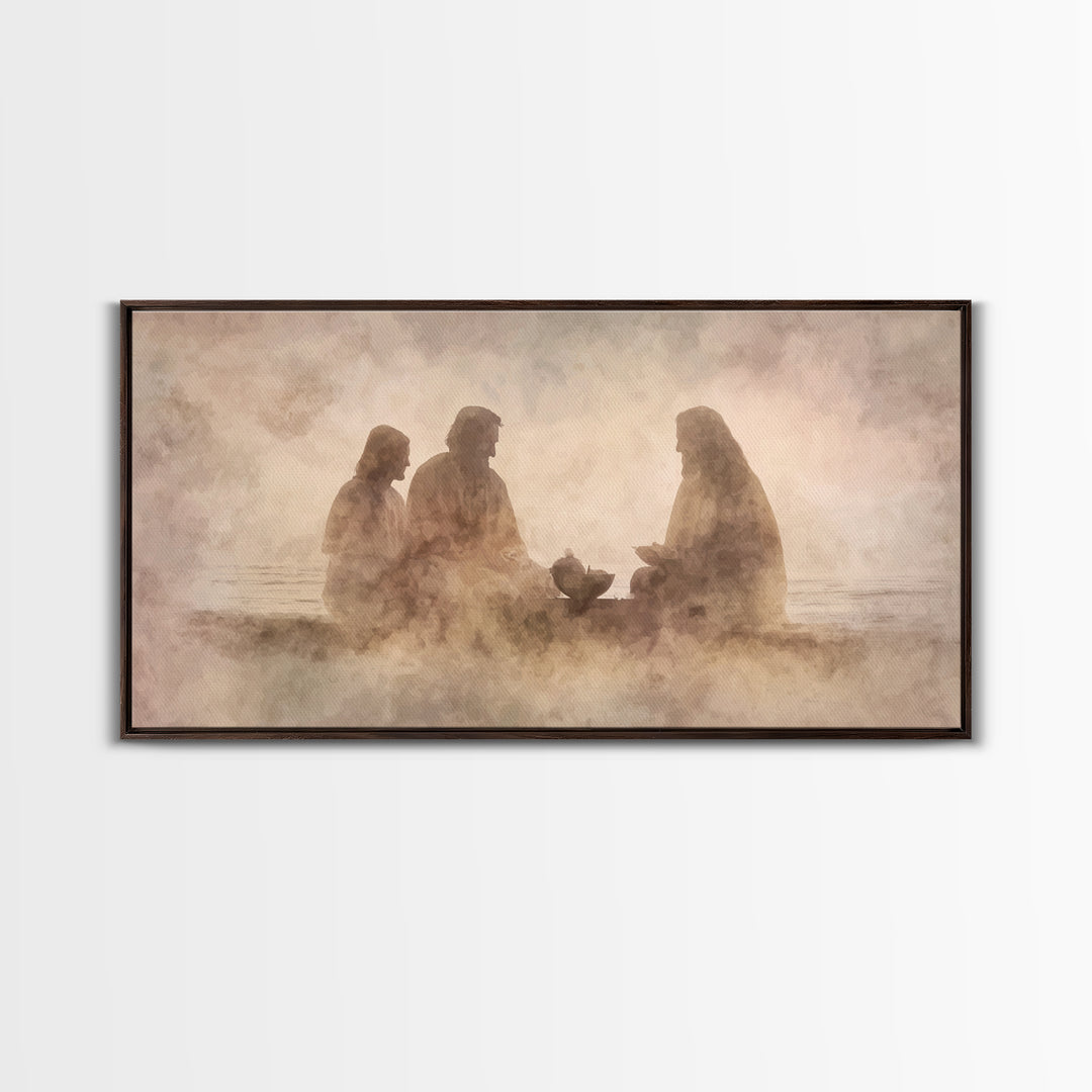 Evening Fellowship | Framed Canvas Print | Christian Art Canvas | Modern Christian Art | Jesus Painting | Christian Wall Art | Christian De