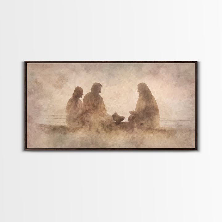 Evening Fellowship | Framed Canvas Print | Christian Art Canvas | Modern Christian Art | Jesus Painting | Christian Wall Art | Christian De
