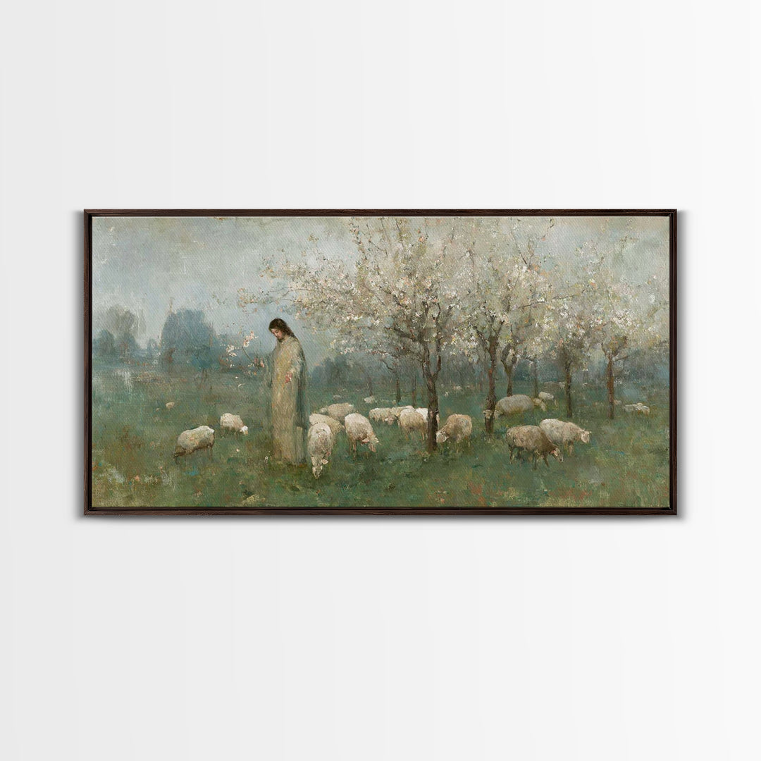 Morning Pasture Blessing – Framed Canvas Print – Christian Wall Art – Jesus Canvas Art – Christian Decoration – Christmas Art – Christian A