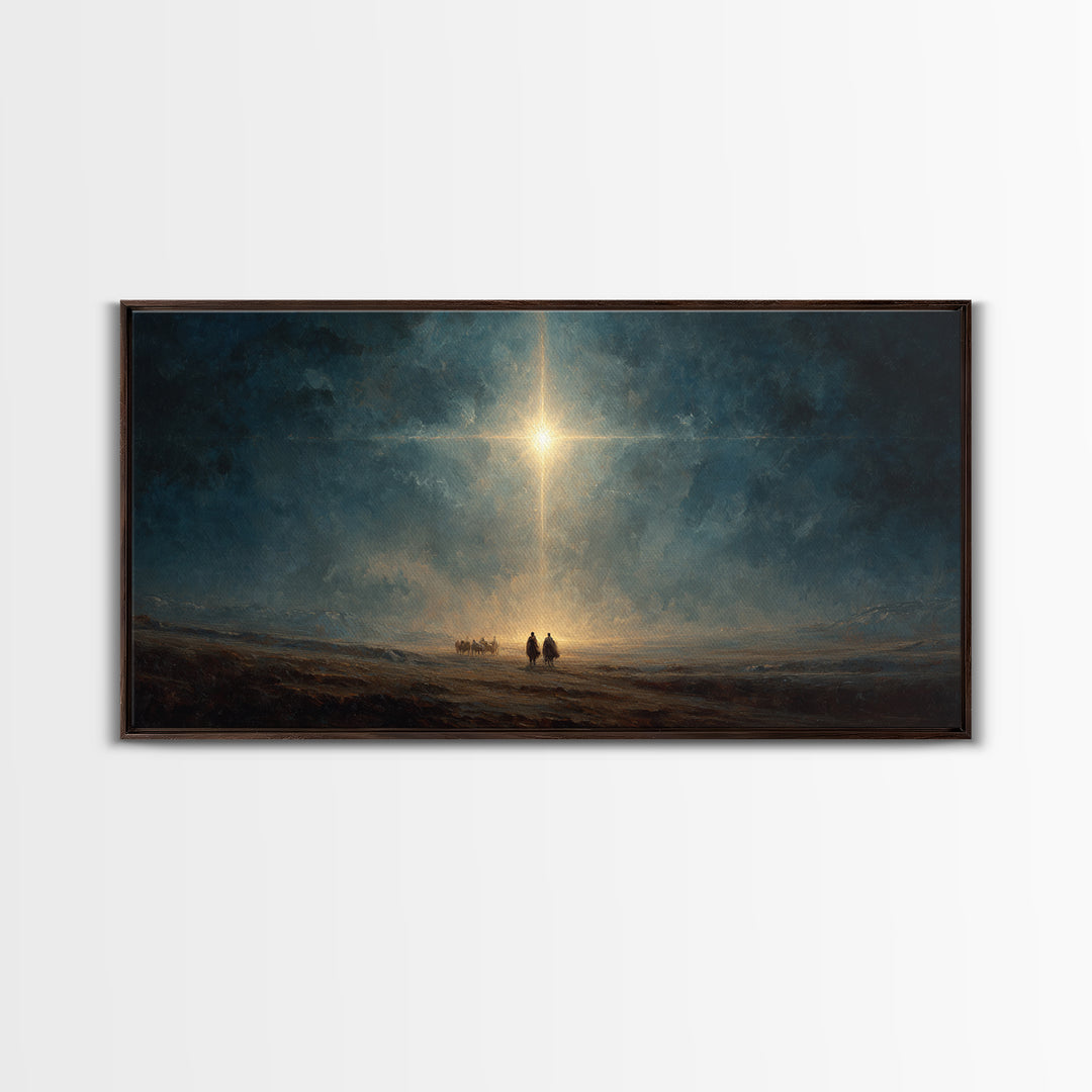 Night Of Glory – Framed Canvas Print – Christian Christmas Art – Christian Wall Art – Christian Art Canvas – Moody Christmas Art – Jesus Pa