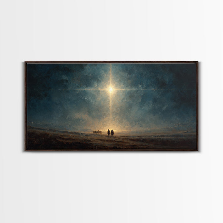 Night Of Glory – Framed Canvas Print – Christian Christmas Art – Christian Wall Art – Christian Art Canvas – Moody Christmas Art – Jesus Pa