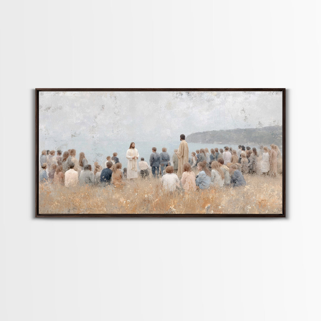 Shore Of Promise – Framed Canvas Print – Jesus Painting – Christian Wall Art – Christian Art Canvas – Minimalist Christian Art – Christian