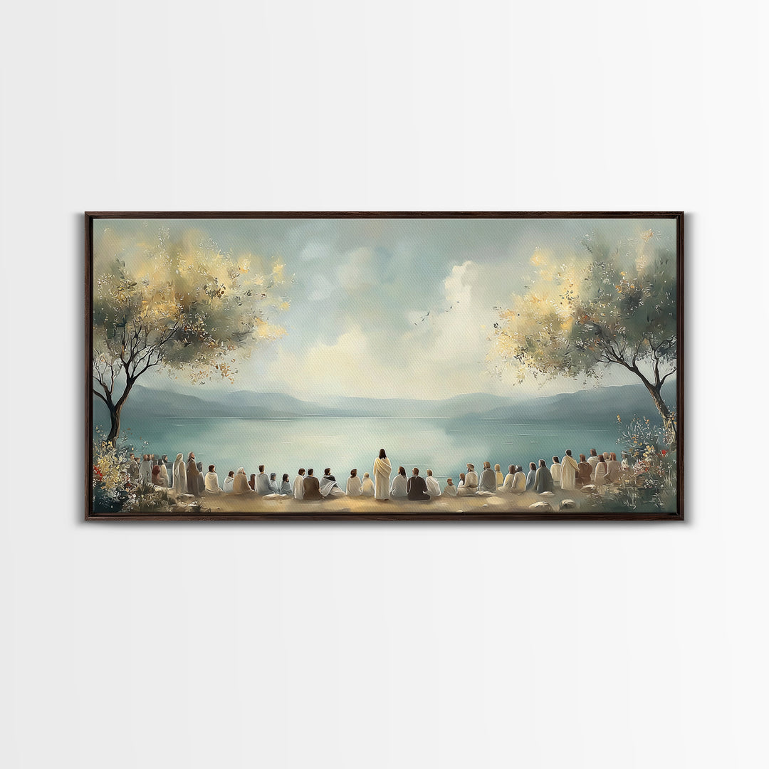 Peaceful Gathering – Framed Canvas Print – Christian Art Canvas – Christian Wall Art – Jesus Painting – Christian Art Print – Christian Chr
