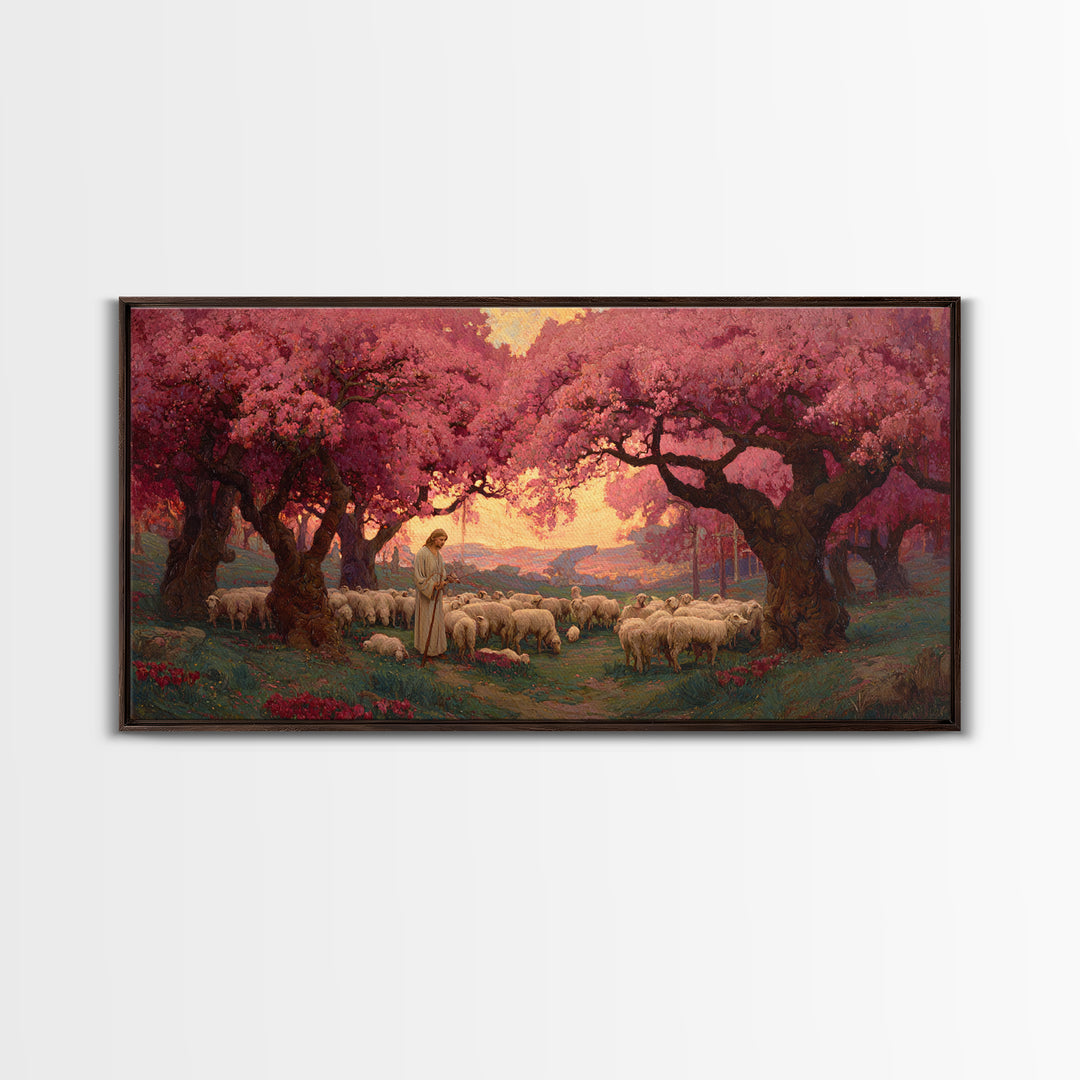 Shepherd’s Promise – Framed Canvas Print – Christian Art Canvas – Christian Wall Art – Large Jesus Painting – Christian Painting – Christia