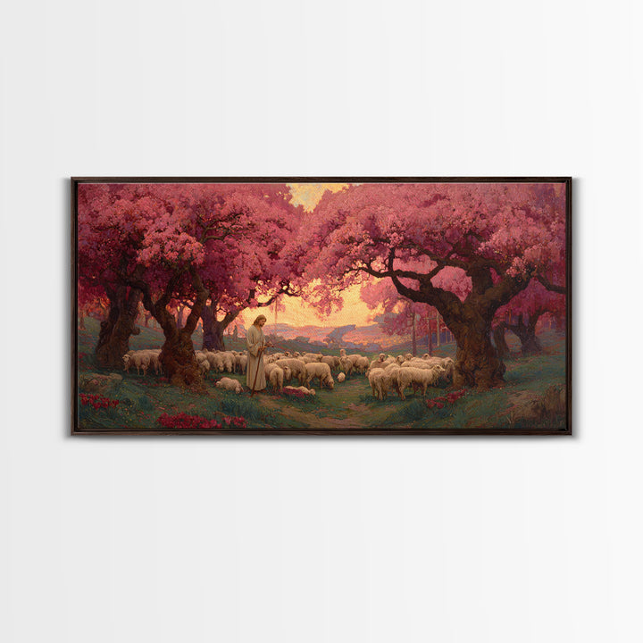 Shepherd’s Promise – Framed Canvas Print – Christian Art Canvas – Christian Wall Art – Large Jesus Painting – Christian Painting – Christia