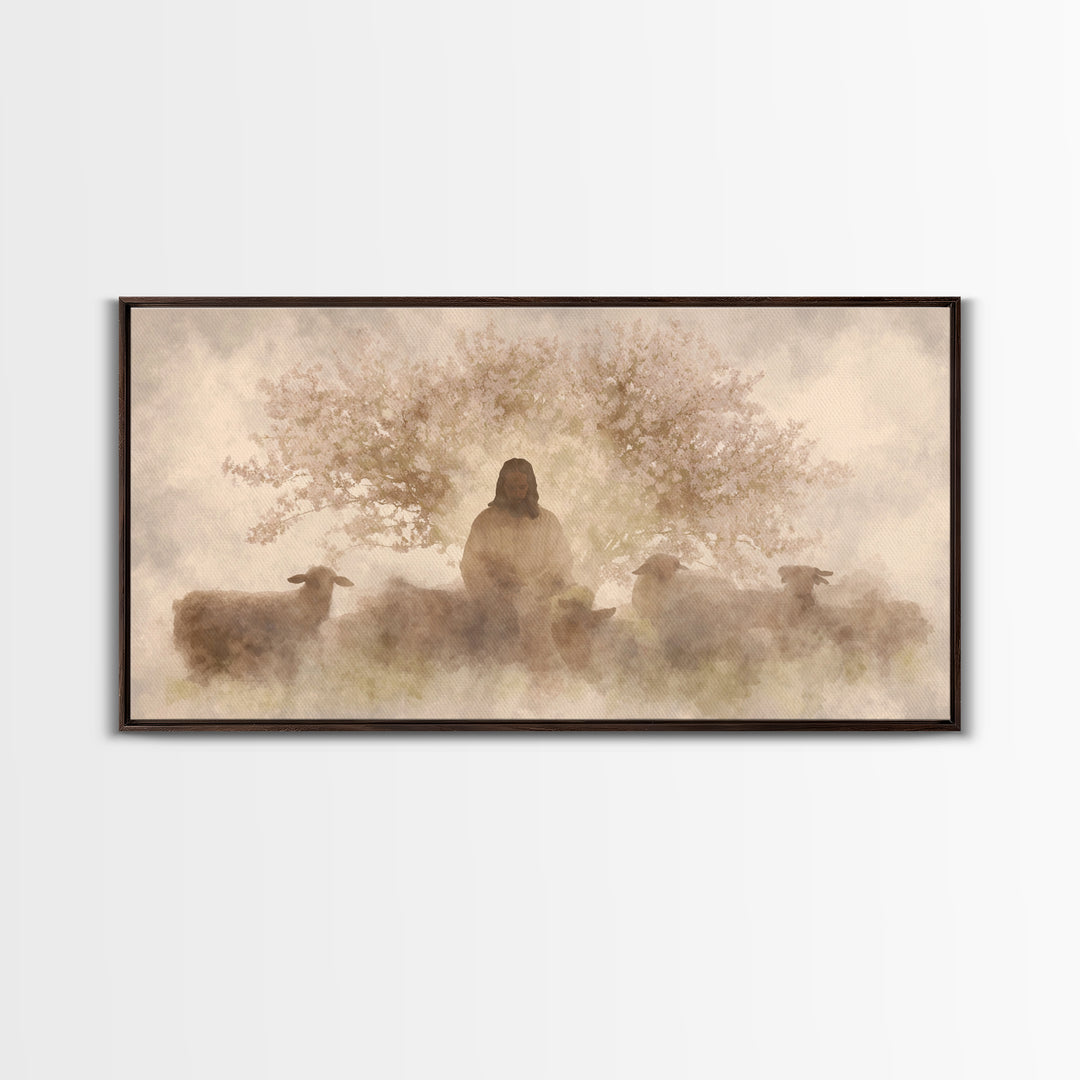 Grace In Bloom – Framed Canvas Print – Christian Wall Art – Christian Art Canvas – Jesus Painting – Subtle Christian Art – Christian Christ