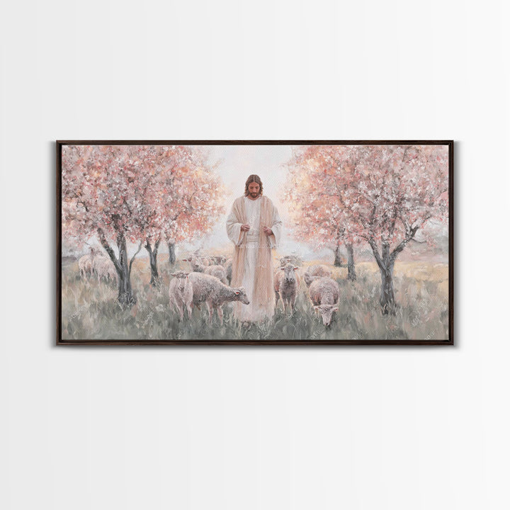 Blooming Shepherd – Framed Canvas Print – Christian Art Canvas – Christian Paintings – Jesus Painting – Christian Wall Art – Framed Christi