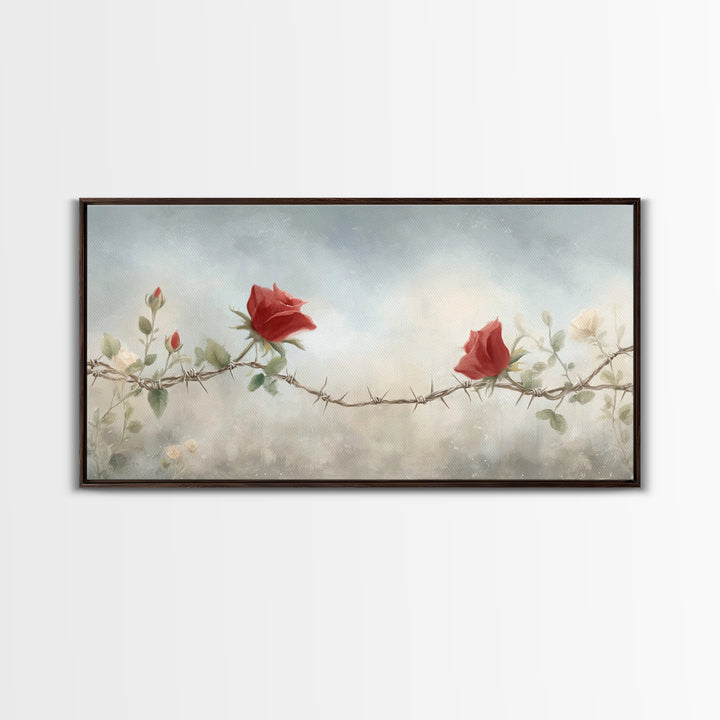 Roses Of Mercy | Framed Canvas Print | Christian Wall Art | Christian Art Canvas | Subtle Christian Art | Modern Christian Art | Christian