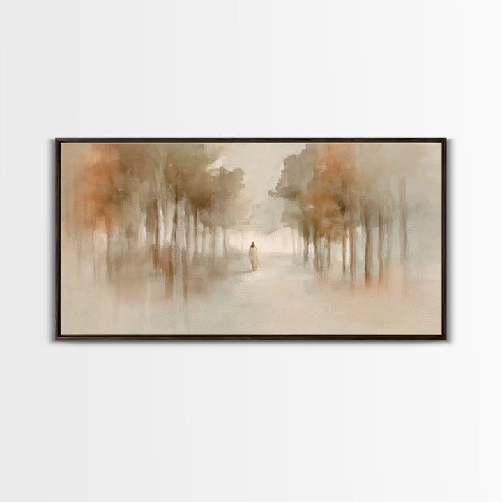 Quiet Footsteps – Framed Canvas Print – Christian Art Print – Christian Wall Art – Minimalist Christian Art – Jesus Painting – Christian Ar