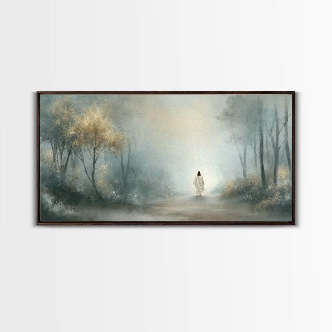 Misty Calling – Framed Canvas Print – Christian Wall Art – Christian Art Canvas – Jesus Painting – Moody Christian Art – Christian Art Work