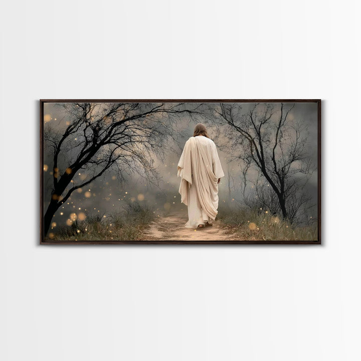 The Misty Path - Framed Canvas Print - Christian Wall Art - Christian Art Canvas - Jesus Painting - Christian Christmas Art