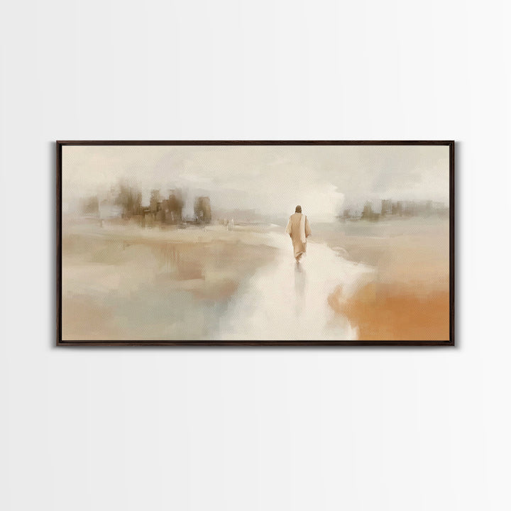 Silent Dawn Journey – Framed Canvas Print – Christian Art Canvas – Christian Wall Art – Jesus Painting – Christian Gift