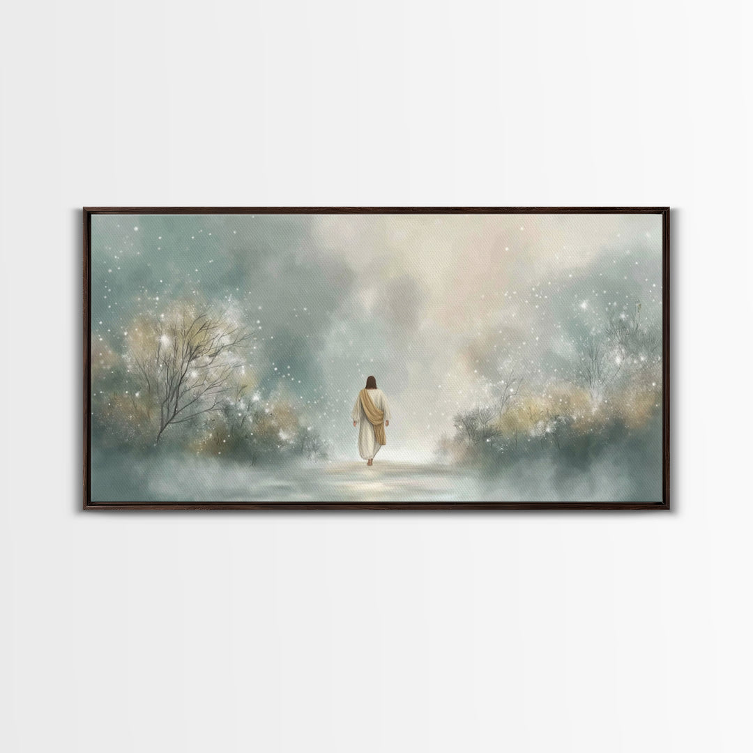 Walk Of Light | Framed Canvas Print | Jesus Painting | Christian Art Canvas | Christian Wall Art | Christmas Art