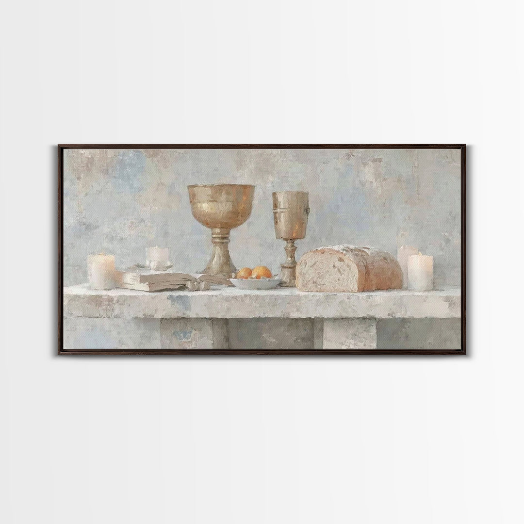 Bread Of Blessing – Framed Canvas Print – Christian Wall Art – Christian Art Print – Vintage Christian Art – Christian Gift – Christmas Art