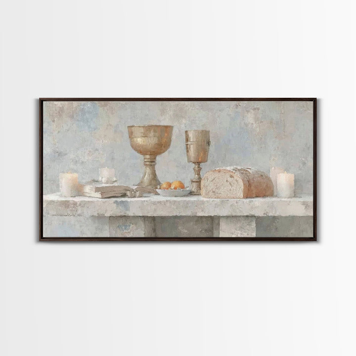 Bread Of Blessing – Framed Canvas Print – Christian Wall Art – Christian Art Print – Vintage Christian Art – Christian Gift – Christmas Art