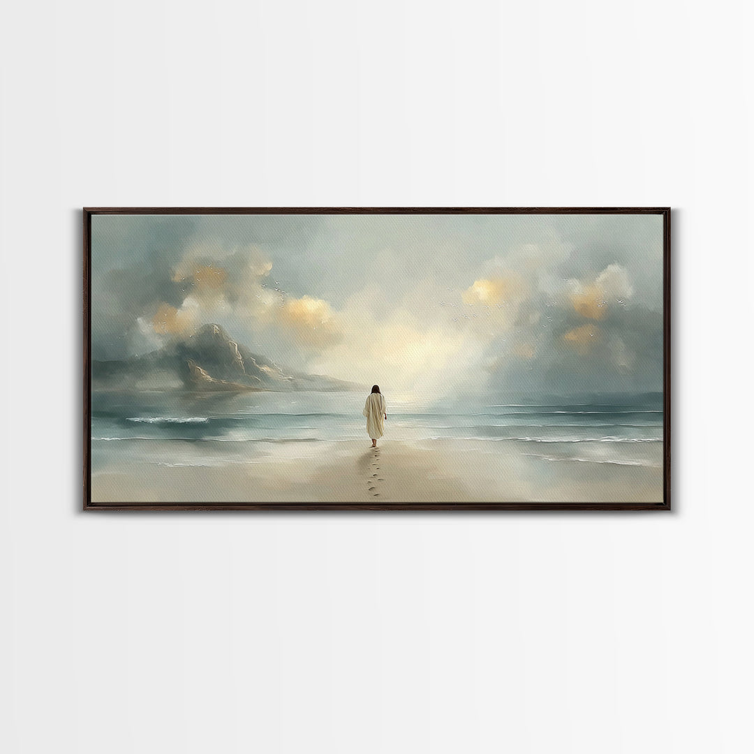 Heavenly Shore – Framed Canvas Print – Christian Christmas Art – Christian Art Canvas – Jesus Painting – Christian Wall Art – Large Christi