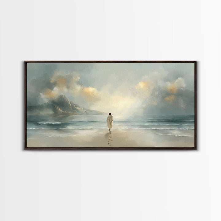 Heavenly Shore – Framed Canvas Print – Christian Christmas Art – Christian Art Canvas – Jesus Painting – Christian Wall Art – Large Christi