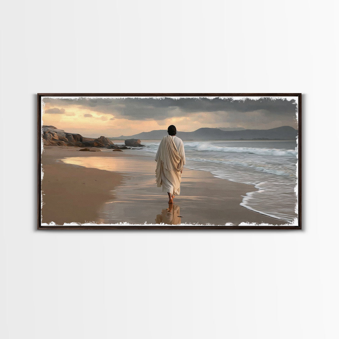 Sacred Journey – Framed Canvas Print – Jesus Painting – Christian Wall Art – Christian Art Canvas – Vintage Christian Art – Christmas Art