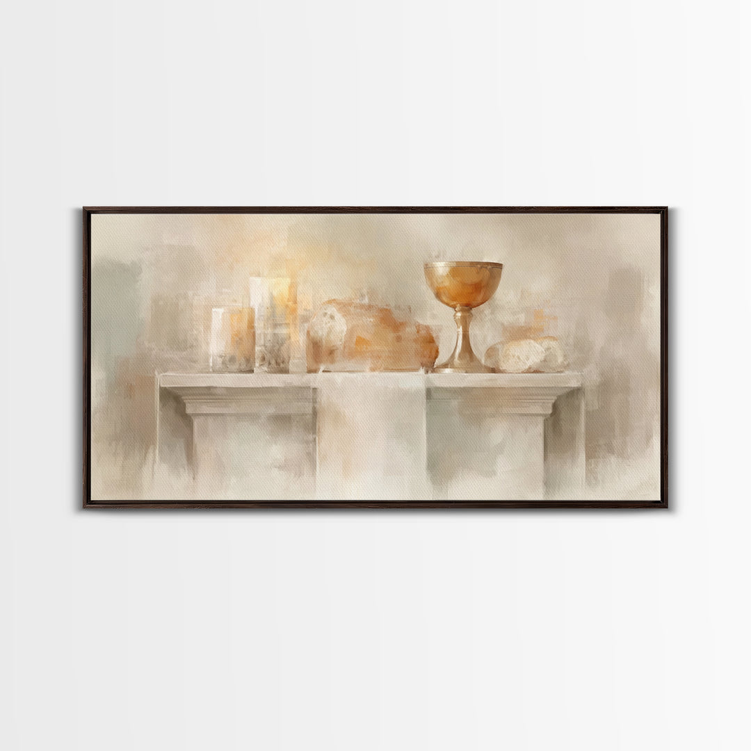 Golden Chalice Light | Framed Canvas Print | Christian Art Canvas | Christian Wall Art | Minimalist Christian Art | Christian Decor | Chris