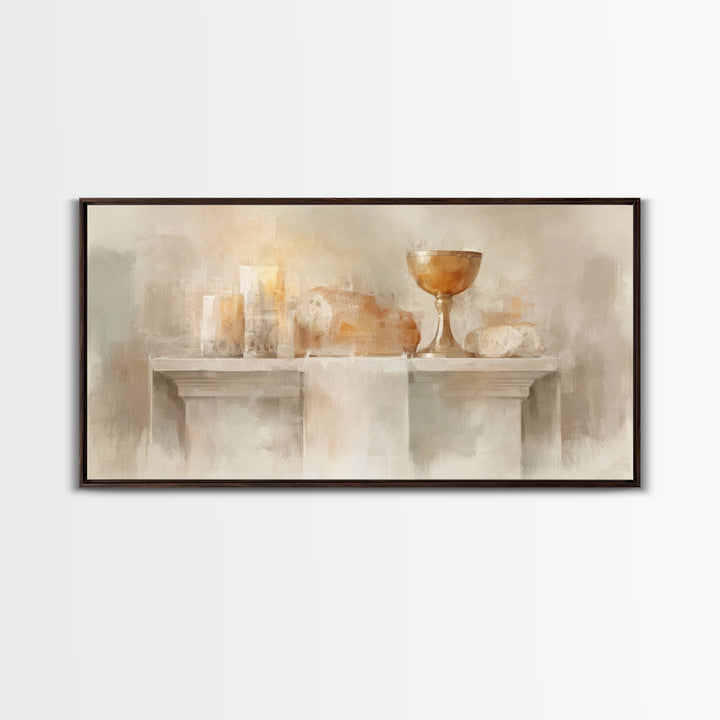 Golden Chalice Light | Framed Canvas Print | Christian Art Canvas | Christian Wall Art | Minimalist Christian Art | Christian Decor | Chris