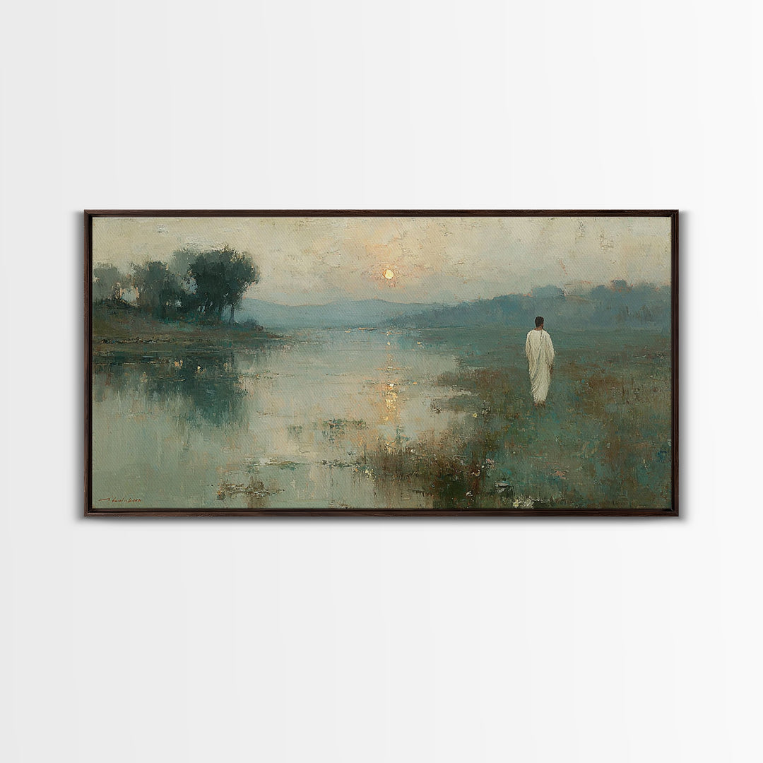 Lowland Dawn – Framed Canvas Print – Christian Art Canvas – Christian Wall Art – Jesus Painting – Subtle Christian Art – Christian Gift Ide