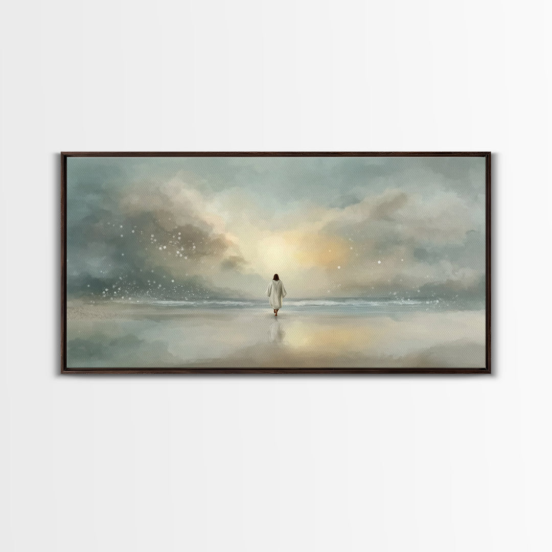 Heaven’s Glow – Framed Canvas Print – Christian Wall Art – Jesus Painting – Christian Art Canvas – Modern Christian Art – Christmas Art Pri
