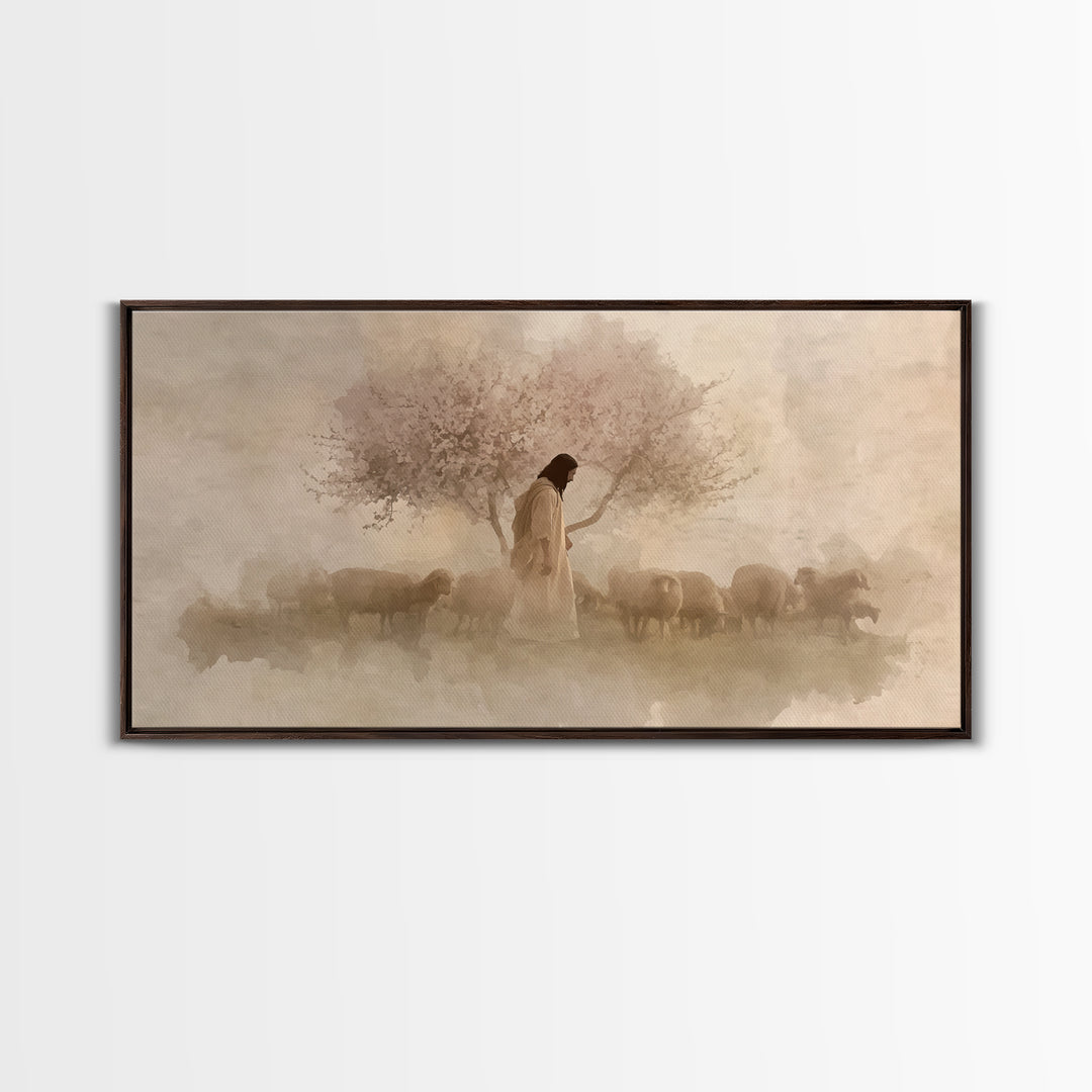 Gentle Shepherd – Framed Canvas Print – Christian Art Canvas – Jesus Painting – Christian Wall Art – Christian Art Print – Christian Christ
