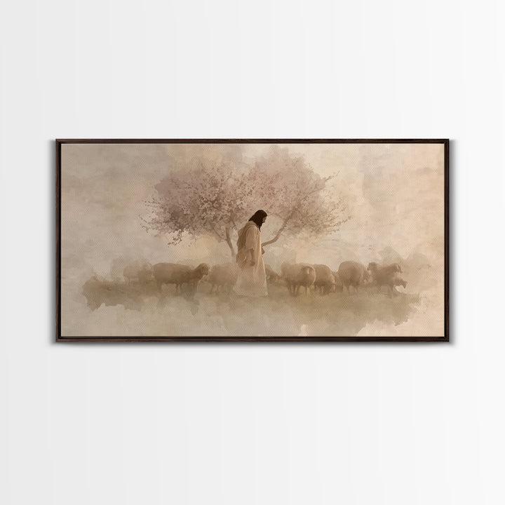 Gentle Shepherd – Framed Canvas Print – Christian Art Canvas – Jesus Painting – Christian Wall Art – Christian Art Print – Christian Christ