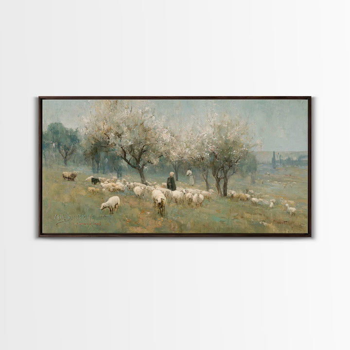 Spring Orchard Peace, Framed Canvas Print, Jesus Painting, Christian Wall Art, Christmas Art, Christian Art Canvas, Christian Decor
