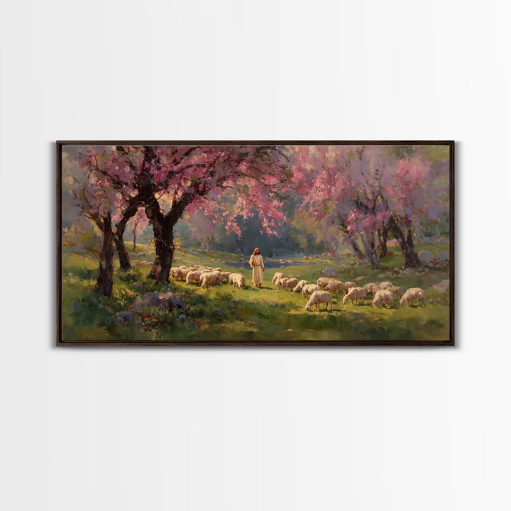 Pastoral Dawn Light | Framed Canvas Print | Christian Art Canvas | Christian Decor | Jesus Painting | Christmas Art | Christian Wall Art