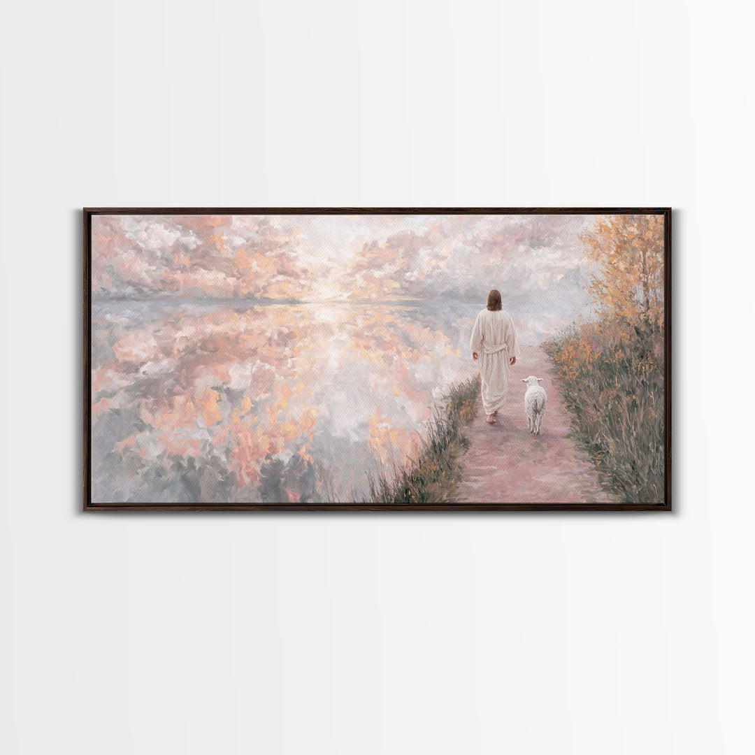 Guiding Shepherd Path – Framed Canvas Print – Christmas Art – Christian Decor – Christian Art Canvas – Jesus Painting – Christian Wall Art