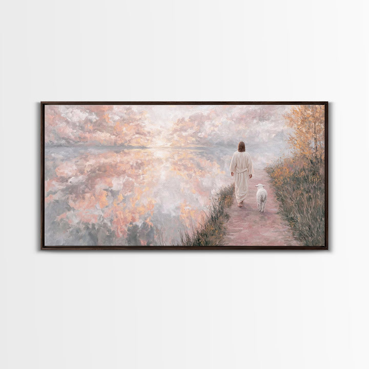 Guiding Shepherd Path – Framed Canvas Print – Christmas Art – Christian Decor – Christian Art Canvas – Jesus Painting – Christian Wall Art