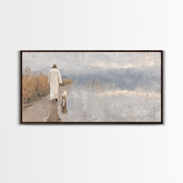 Silent Meadow Grace | Framed Canvas Print | Christian Decor | Christmas Art | Jesus Painting | Christian Art Canvas | Christian Wall Art