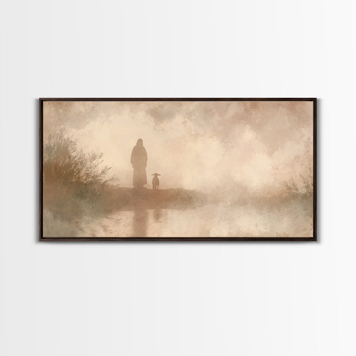 Heavenward Stroll – Framed Canvas Print – Christian Wall Art – Christian Art Canvas – Christian Decor – Christmas Art – Jesus Painting
