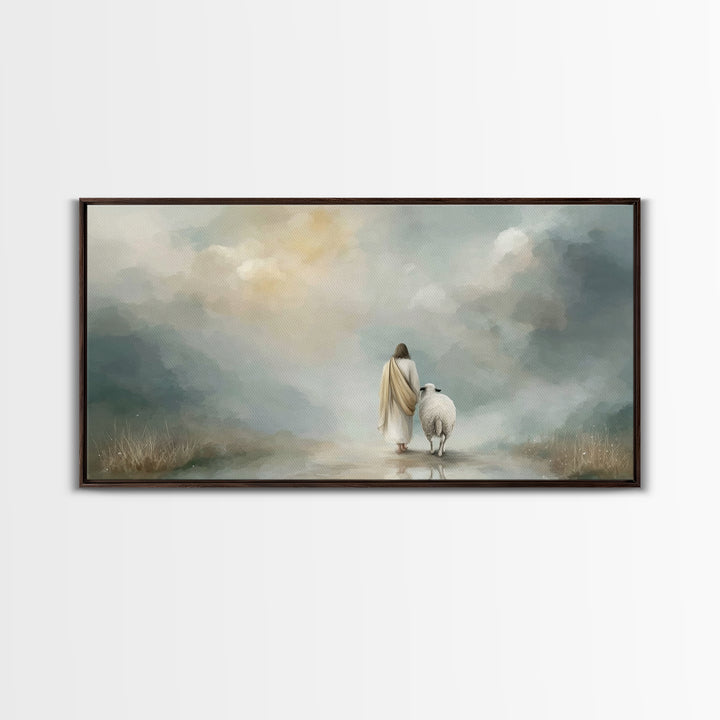 Heaven’s Quiet Walk, Framed Canvas Print, Christian Art Canvas, Jesus Painting, Christian Wall Art, Christian Decor, Christian Gift Ideas